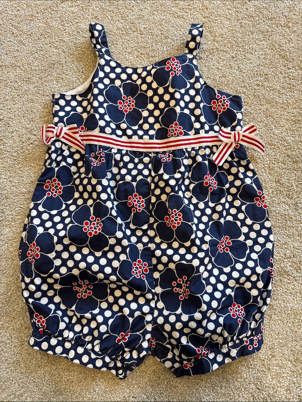 Vintage Y2K Gymboree Candy Apple 2003  Romper 2T Floral Polka Dot 100% Cotton